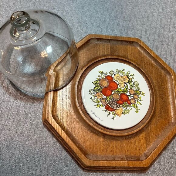 Vintage Goodwood Spice O' Life Teak Cheese & Cracker Board w/ Dome - Picture 1 of 6